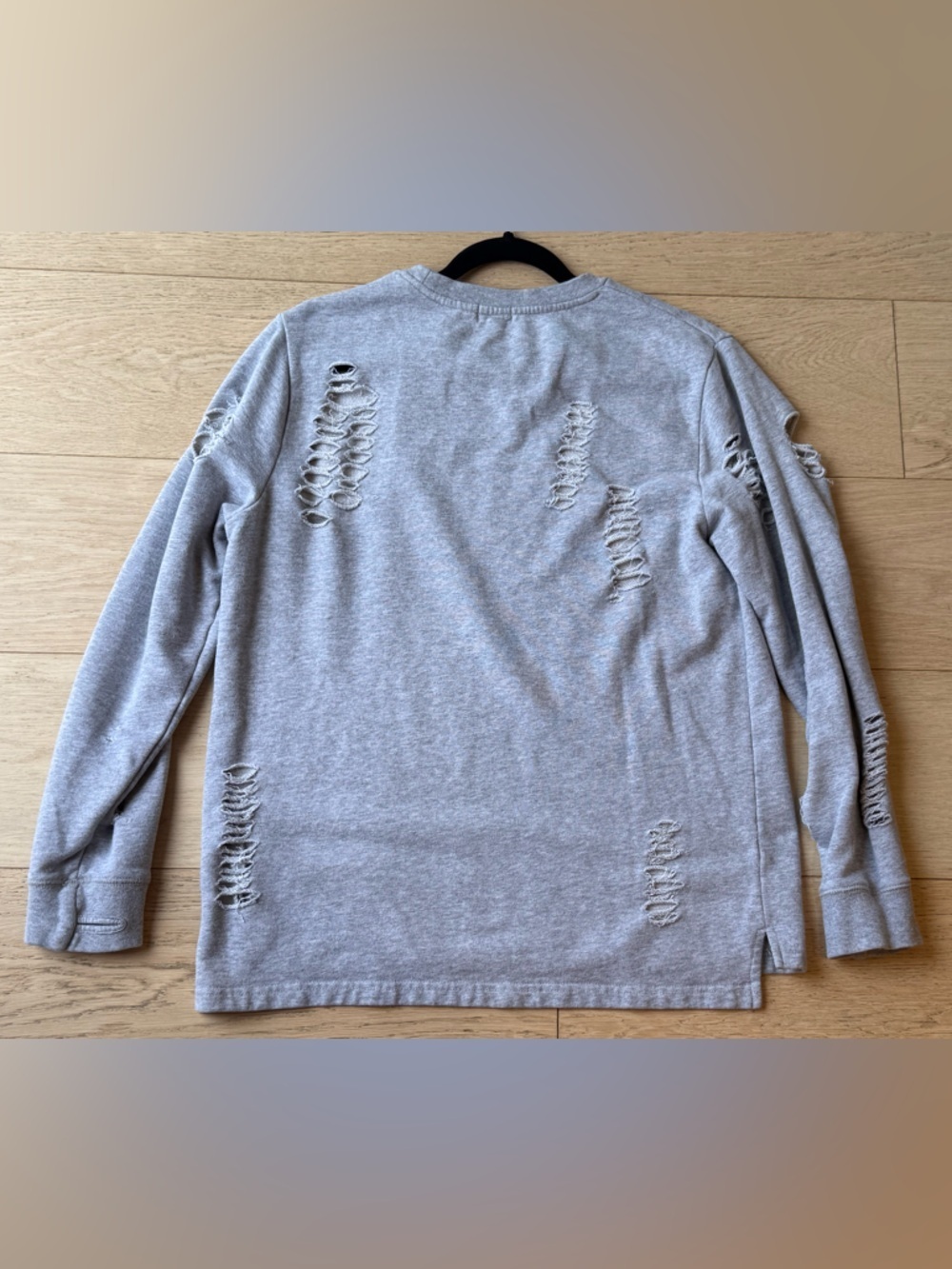 Distressed Gray Sweatshirt | Y2K Grunge Streetwear | The Weekend Brand Small - Picture 7 of 8